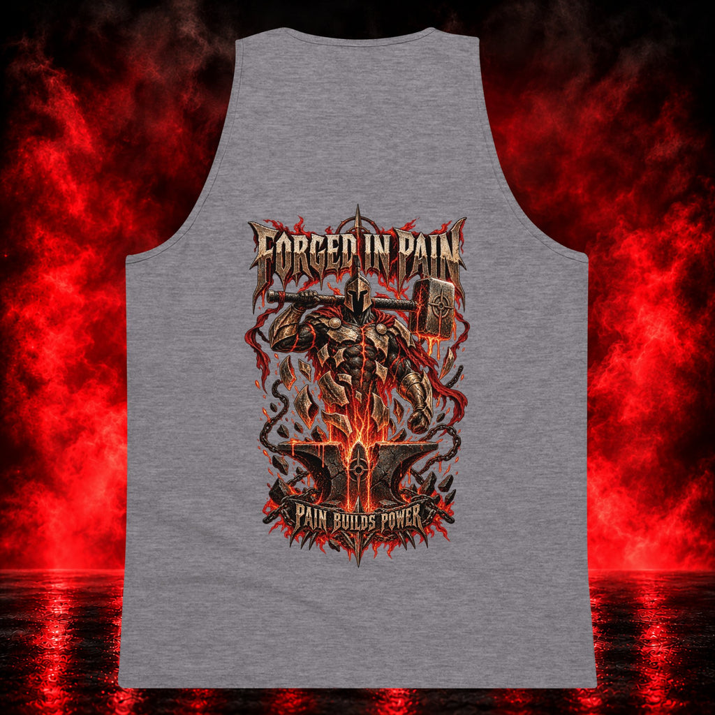 Forged in Pain Tank Top — Printful product mockup