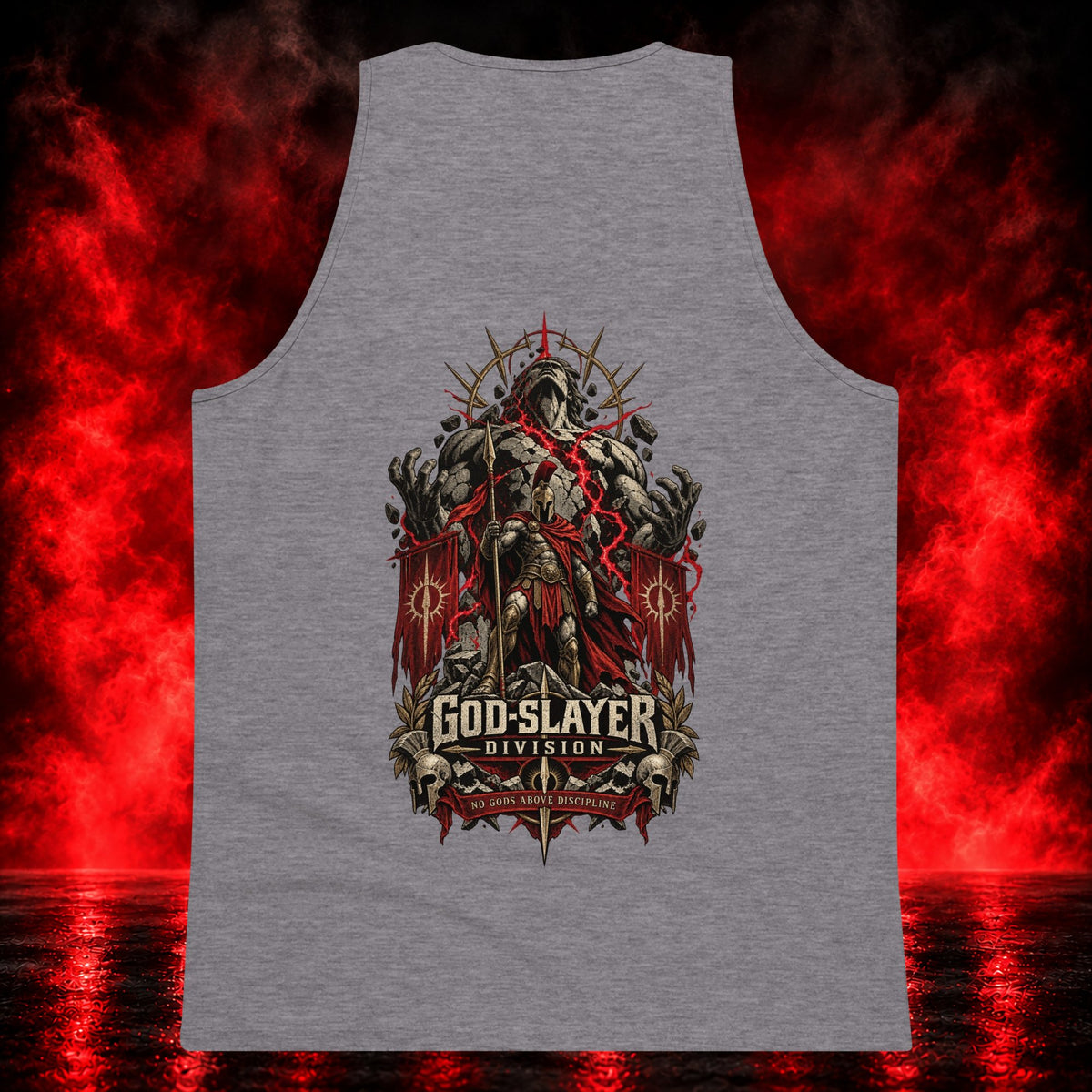 God-Slayer Division Tank Top — Printful product mockup