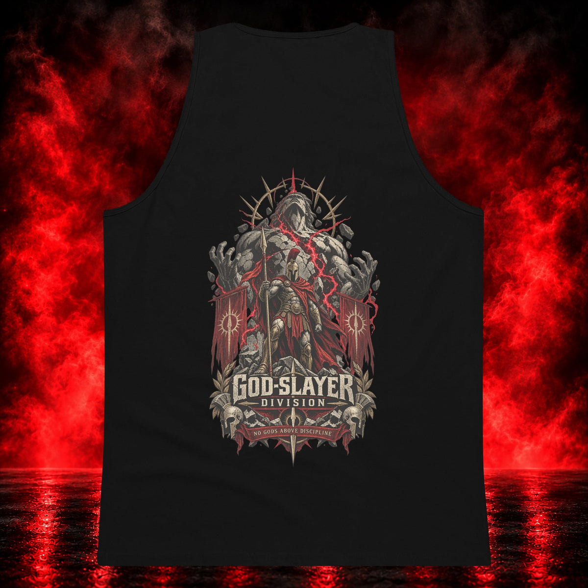 God-Slayer Division Tank Top — Printful product mockup