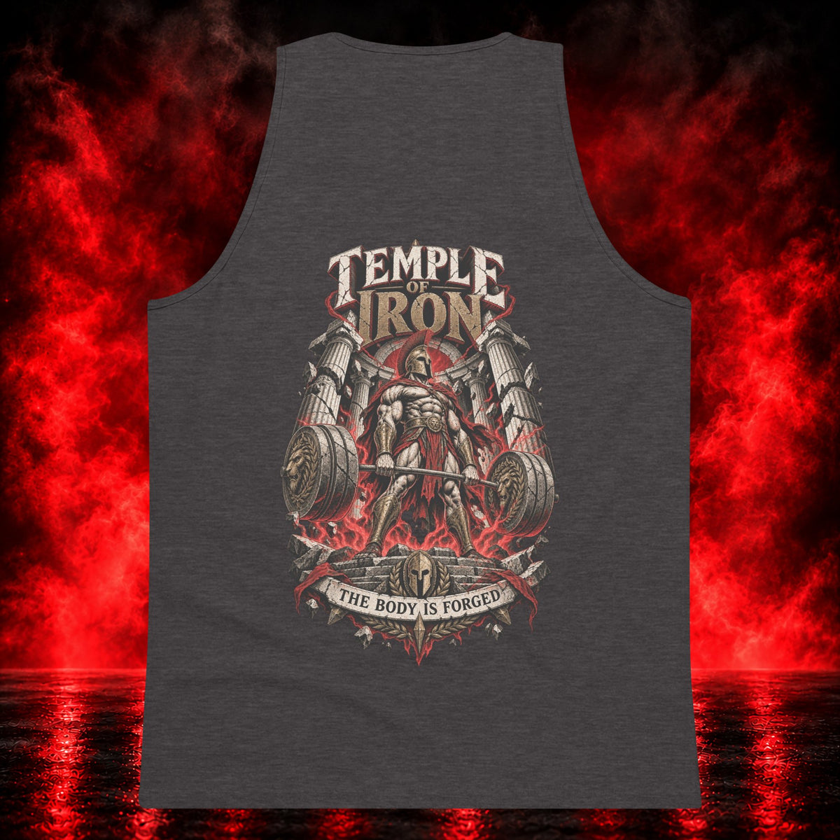 Temple of Iron Tank Top — Printful product mockup