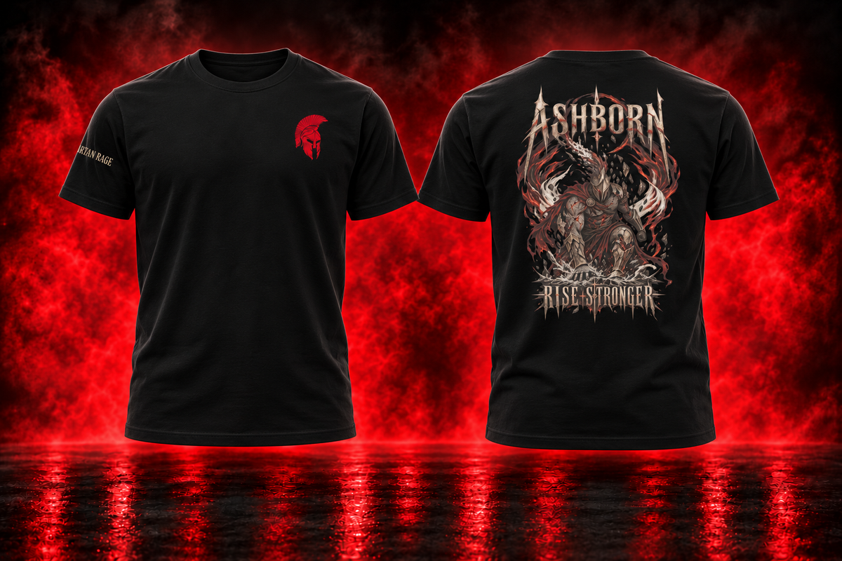 Ashborn — black T-shirt front and back promotional cover
