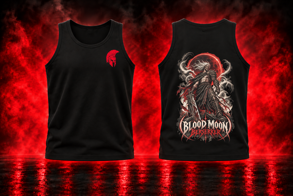 Blood Moon Berserker — black Tank Top front and back promotional cover