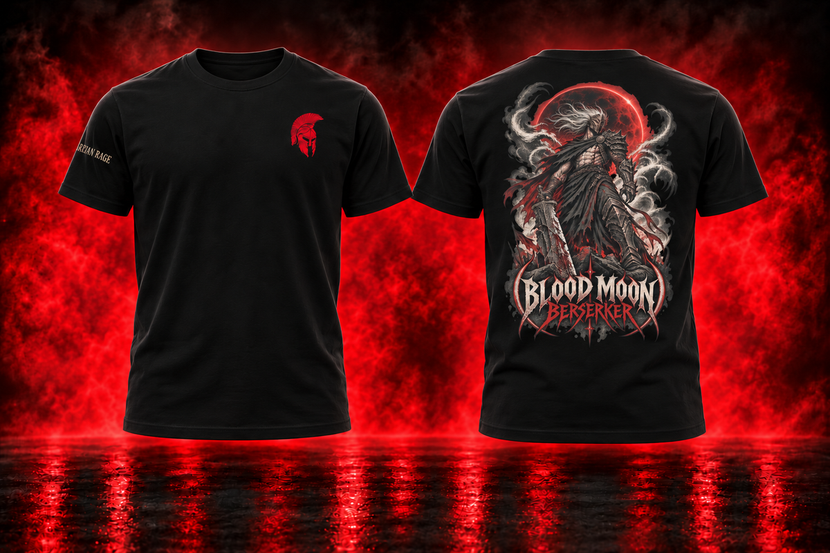 Blood Moon Berserker — black T-Shirt front and back promotional cover
