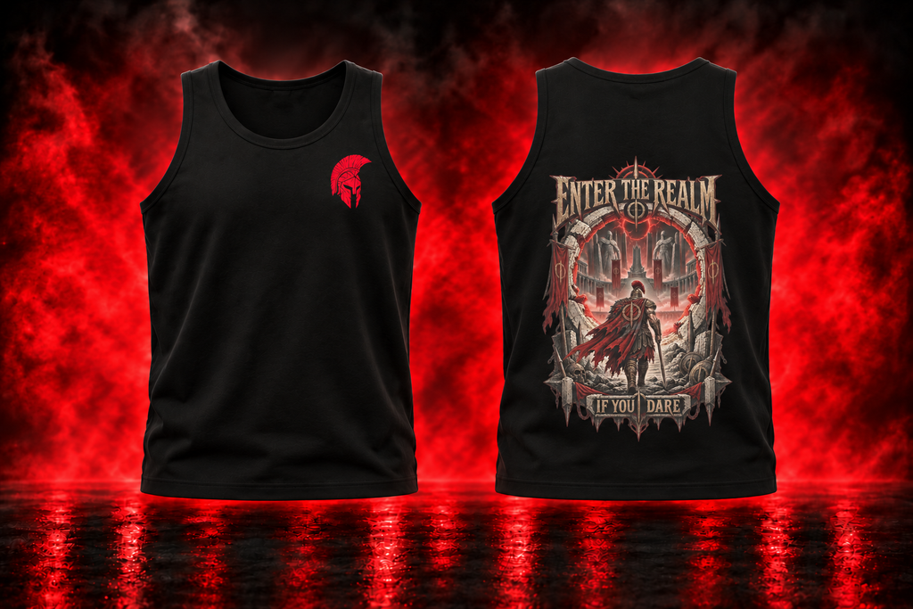 Enter the Realm — black Tank Top front and back promotional cover