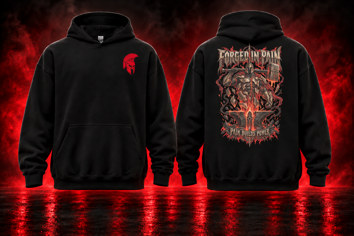 Forged in Pain Hoodie — promotional cover
