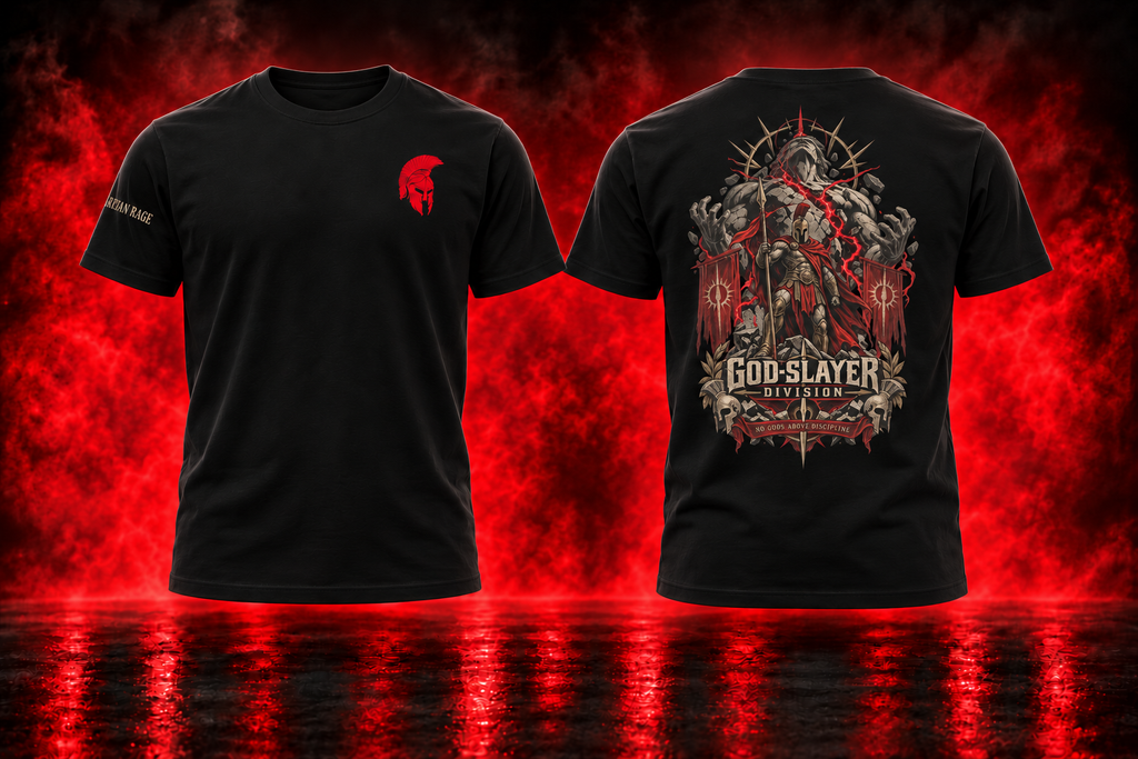 God-Slayer Division — black T-Shirt front and back promotional cover