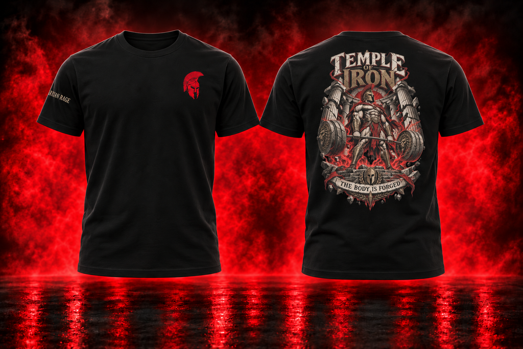 Temple of Iron — black T-Shirt front and back promotional cover