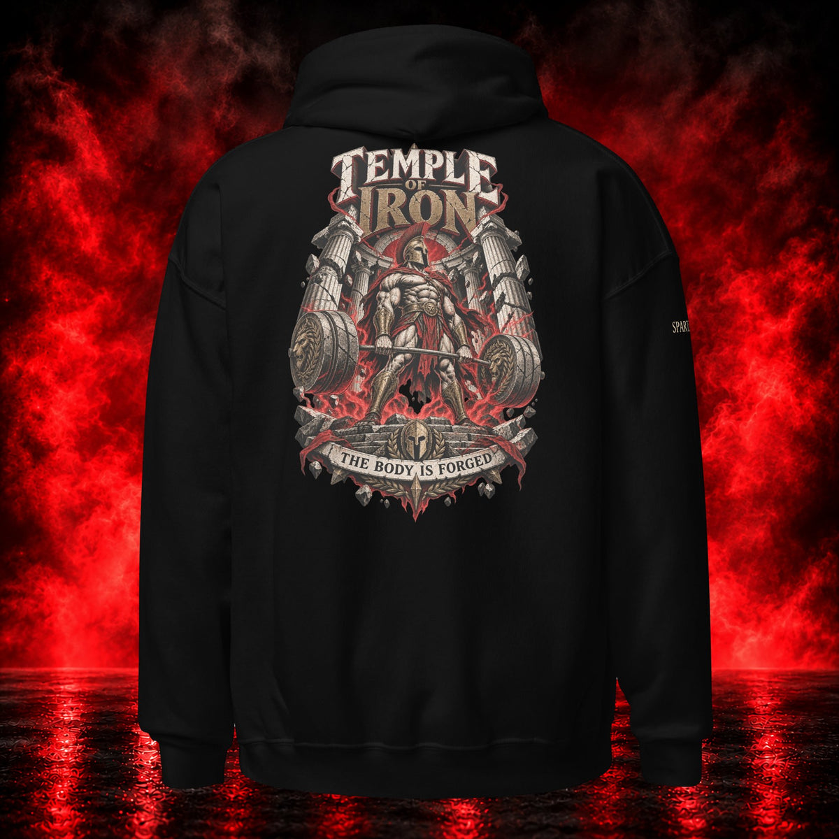 Temple of Iron Hoodie — Printful product mockup