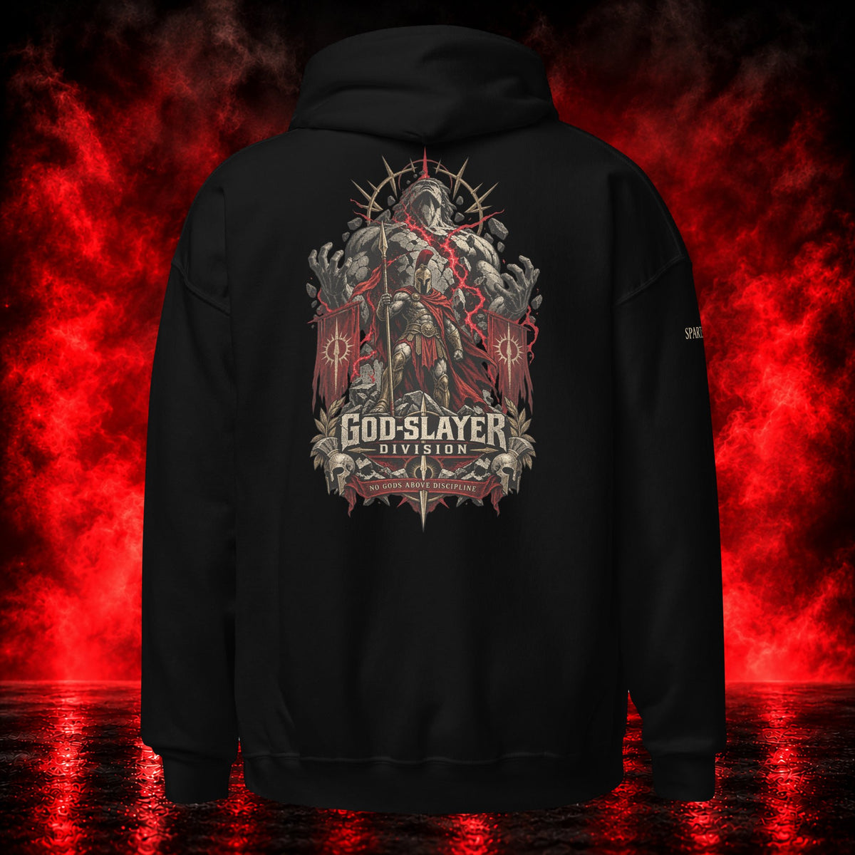 God-Slayer Division Hoodie — Printful product mockup