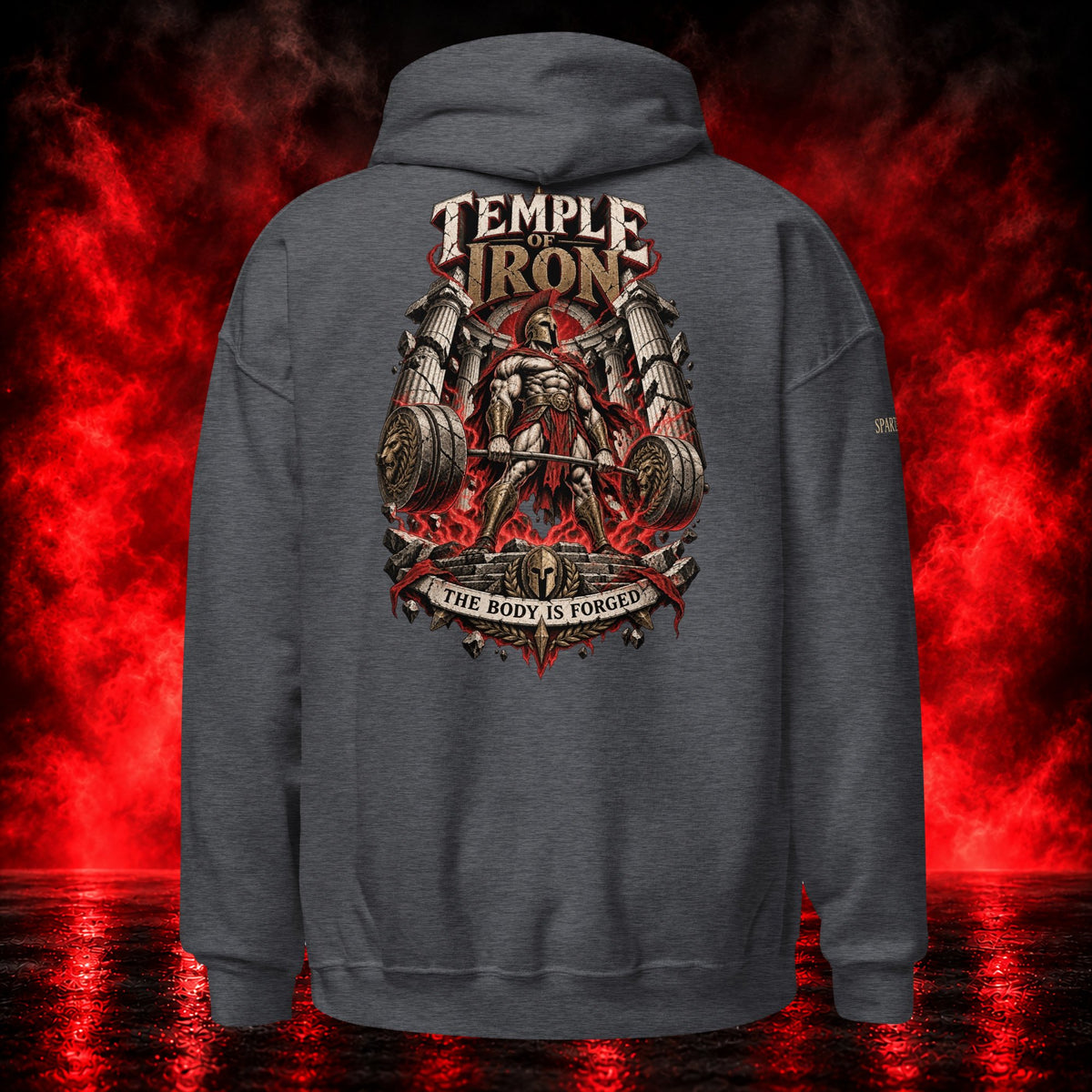 Temple of Iron Hoodie — Printful product mockup