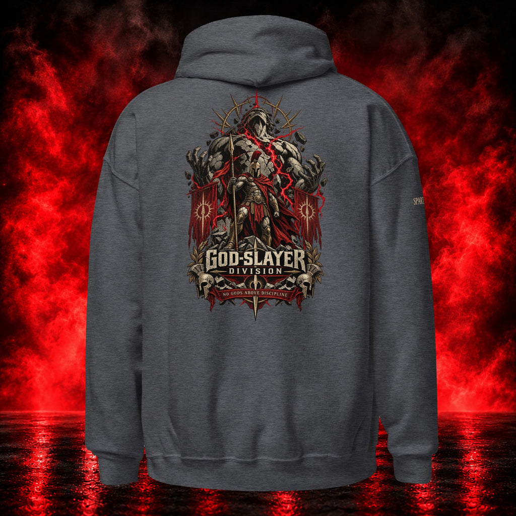 God-Slayer Division Hoodie — Printful product mockup