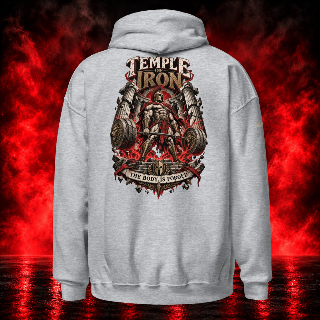 Temple of Iron Hoodie — Printful product mockup