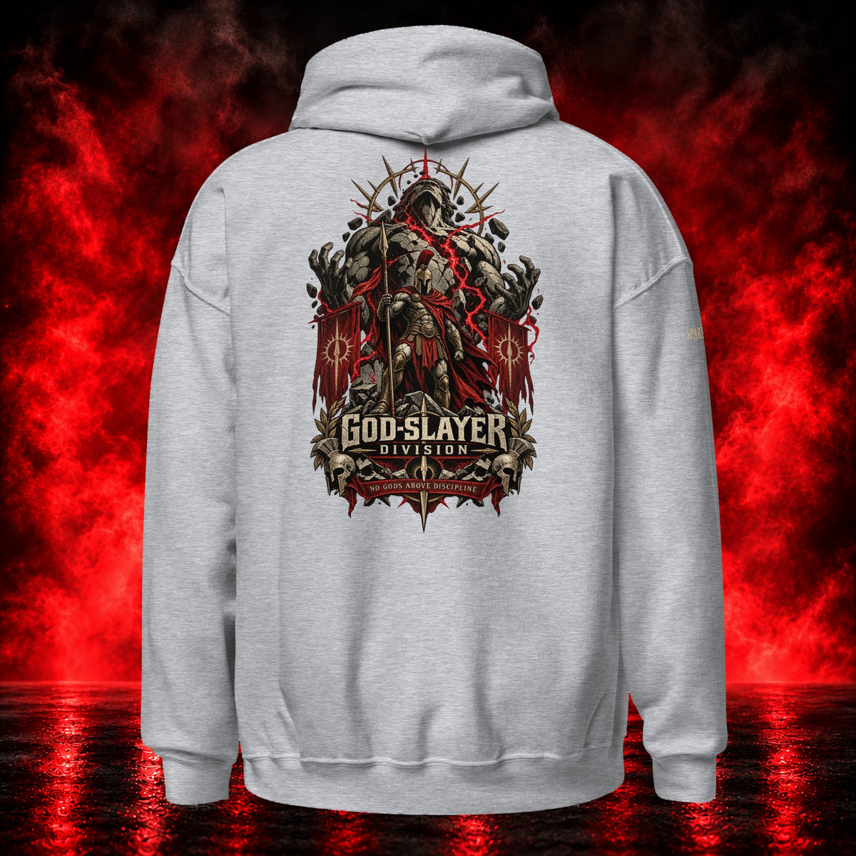 God-Slayer Division Hoodie — Printful product mockup