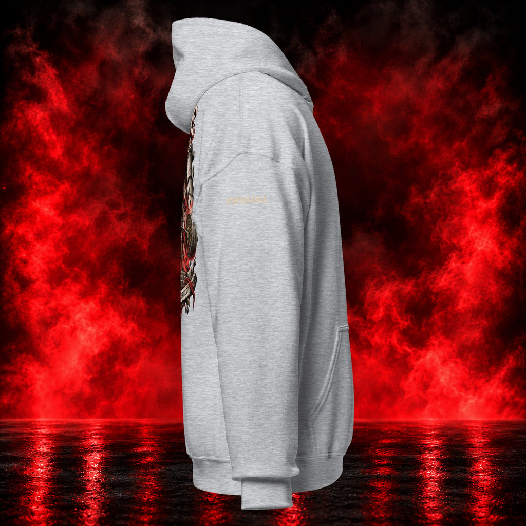 Temple of Iron Hoodie — Printful product mockup