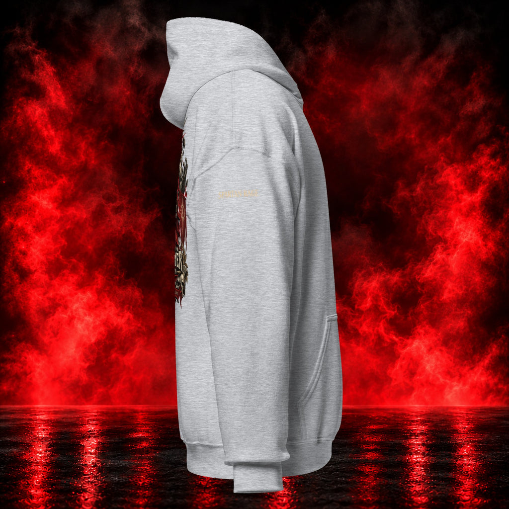 God-Slayer Division Hoodie — Printful product mockup