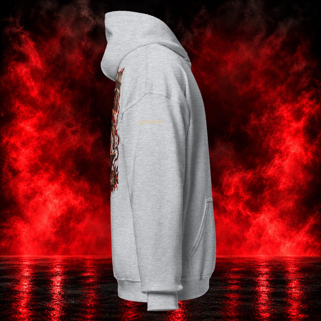 Forged in Pain Hoodie — Printful product mockup